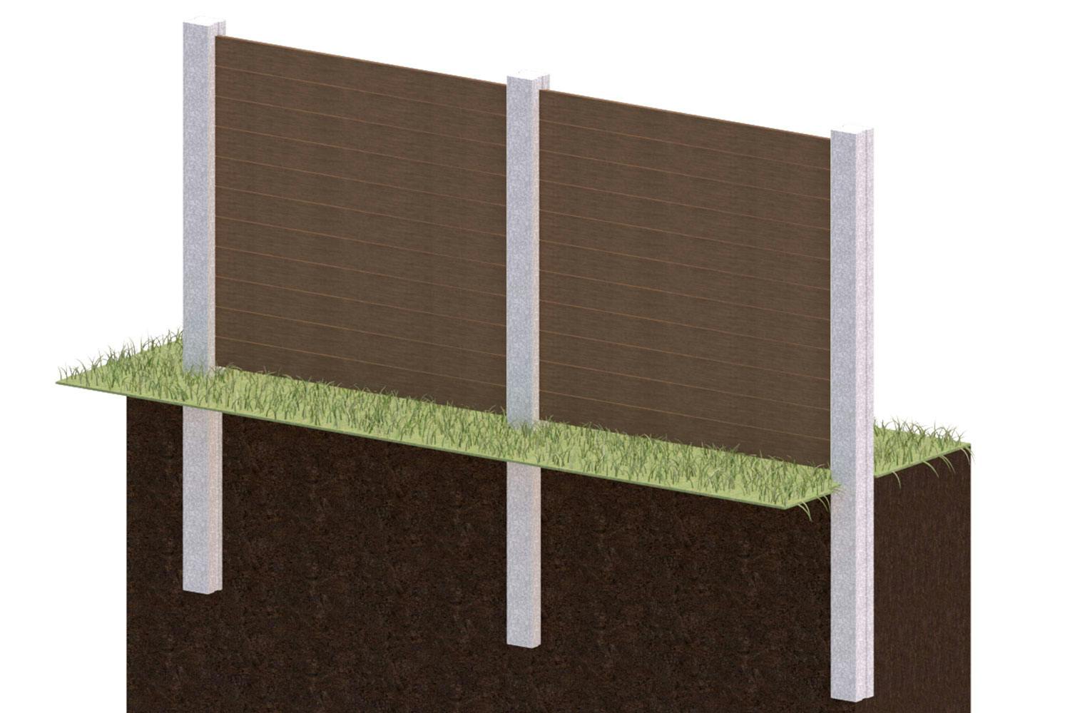 Betongstolper og bord av kompositt 50 meter gjerde, 1,8 meter høyt